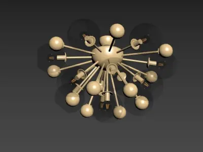 chandelier gold with glass balls 3D model