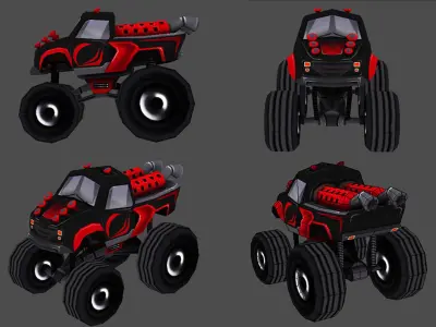 Cartoon Monstercar Pack Low-poly 3D model