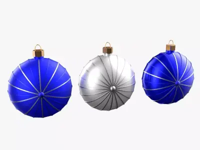 Christmas Tree Ornament Set7 - Blue White Low-poly 3D model