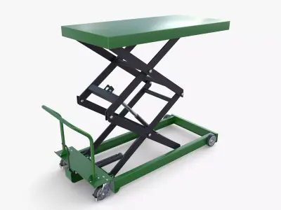 Scissor Lift Table Green Low-poly 3D model
