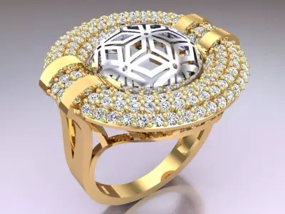  Mesh flower ring - Italian rings - Womens Rings - N6363 3D print model