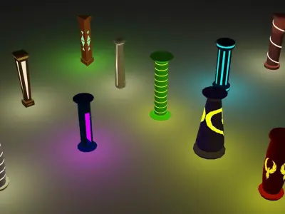 Illuminated Column Package Low Poly Low-poly 3D model
