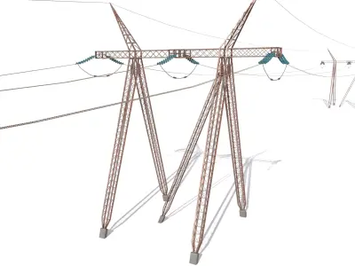 Electricity Pole 24 Weathered Low-poly 3D model