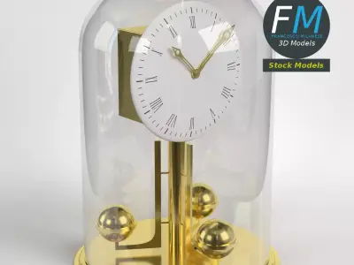 Vintage brass clock 3D model