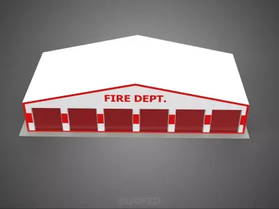 FIREFIGHTER TRUCK FIRE ENGINE GARAGE STATION HOUSE OFFICE GATE 3D model