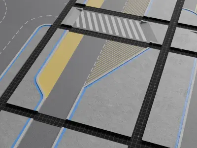 Modular Asphalt Road Kit Low-poly 3D model purchase