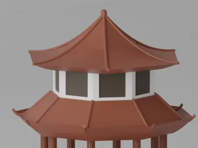 Cartoon Chinese Pavilion 3D model