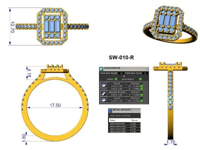 baguette ring 3D print model