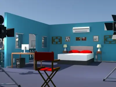 Movie Set 3D Modelling  Free low-poly 3D model