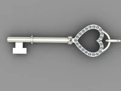 Heart Key Kolye Necklace Free 3D model