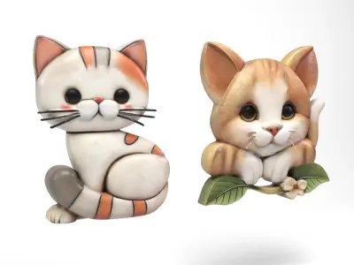 Cats wall decoration Low-poly 3D model