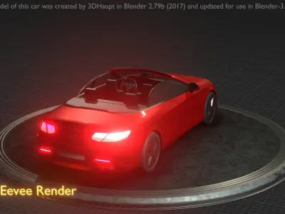 City Car 34 Top-Class Cabrio Open Type-A Red Low-poly 3D model