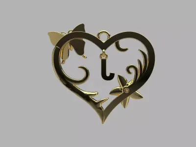 Dije Corazon con Mariposa 3D print model