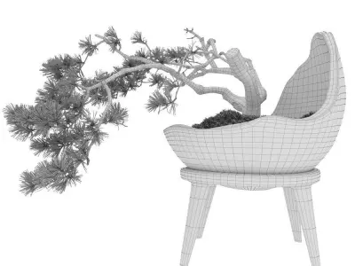 Decorative pine tree bonsai 3D model