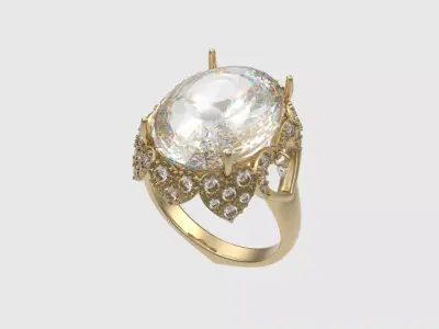 Luxury Radiant Halo Ring JDBCo 3D print model