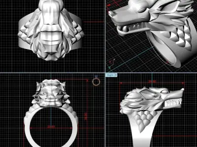 wolf ring 3D print model