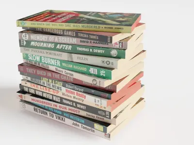 Vintage Paperback Crime Noir Books Low-poly 3D model