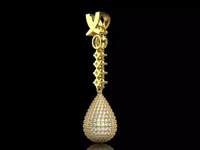 Stl 3dm Pendant Diamond Teardrops in Gold Glitter jp0316 3D print model