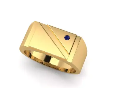 Geometric ring with triangular detail and 2mm brilliant 3D print model