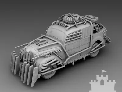 Retro car with rocket acceleration 3D print model