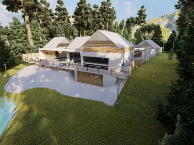  Casa Scene-villa-modern house 3D model