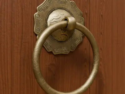 Chinese Style Ornamental Door Knocker 6 - Low Poly PBR Model Low-poly 3D model