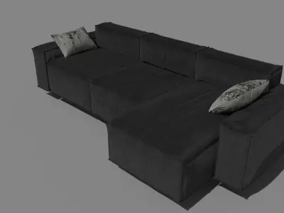 velvet sofa Free low-poly 3D model