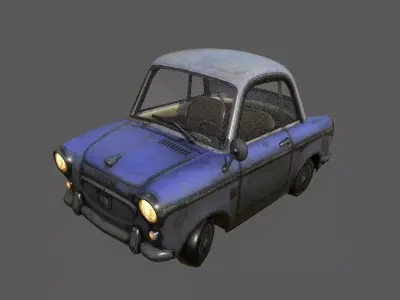 Toon Taxi car blue 3D model Low-poly 3D model