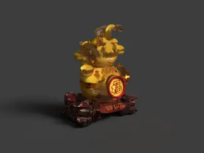 Chinese sand gold gourd  Low-poly 3D model