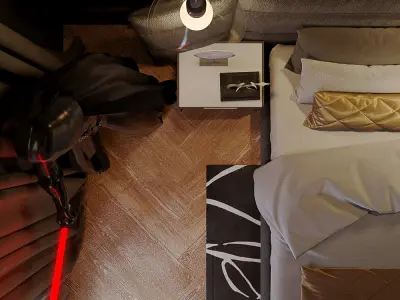 Master Bedroom Luxury Modern Black And Gold 3D model