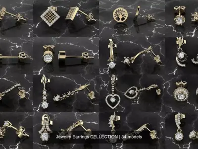 Jewelry Earrings CELLECTION 3D Model Pack