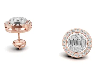Round Diamond with Baguette Luxury Stud 3D print model
