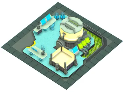 isometrical Underground Chemical Lab Room 2 Low-poly 3D model