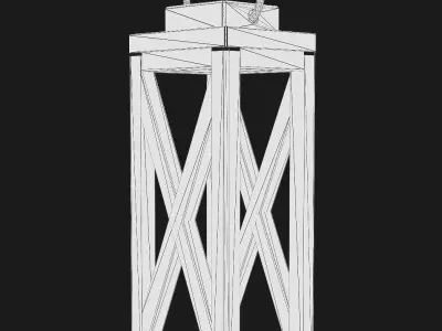 Lantern White Wood Free low-poly 3D model