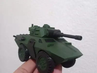 ARMORED VEHICLE AND CANNON TURRET 3D print model