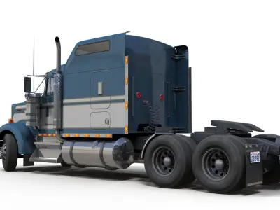 Kenworth W900 semitruck Low-poly 3D model