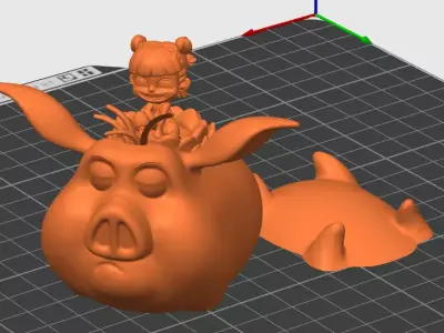Nezha riding a flying pig 3D print model