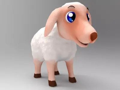 Sheep Model cartoon with eyes Low-poly 3D model