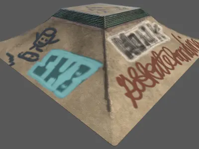 skatepark ramp tagged and cleaned Low-poly 3D model