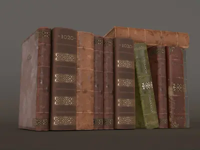 Old Book Collection Low-poly 3D model