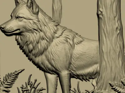 A Wolf in the Forest A124 3D print model