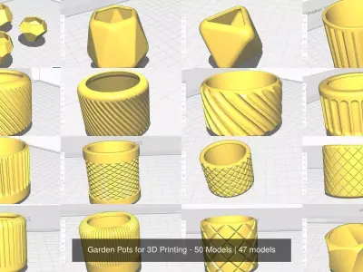Garden Pots for 3D Printing - 50 Models 3D Model Collection