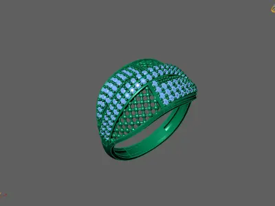 Women Ring With Stone Diamond Ready STL 3DM Models Womens Rings 3D print model 6