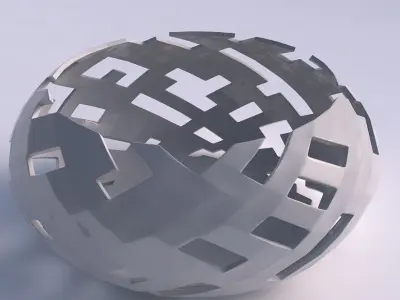 Bowl spheric squeezed wide with cuts 3D print model