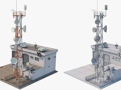 Radio Station - Communication Tower  Low-poly 3D model