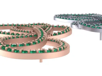 bowtie papion brooch and earrings 2nd version 3D print model