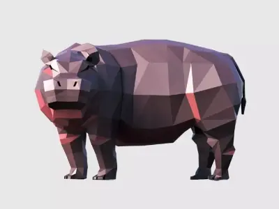 Hippo polygonal hippopotamus Low-poly 3D model