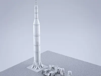 Lego Nasa Apollo Saturn Rocket with moon vehicel and astronauts Low-poly 3D model