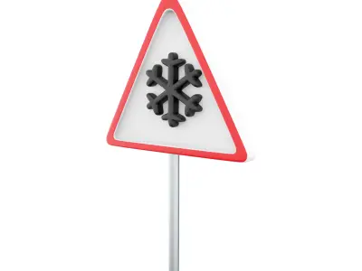 3D snow road sign icon  3D model