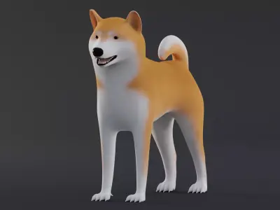 Dog Shiba Inu Low Poly Model Game AR VR Low-poly 3D model